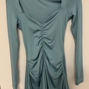 Oh Polly Lili Long Sleeve Waterfall Skirt Mini Dress